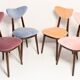 Chaise cœur en velours de coton bleu violet mid-century
