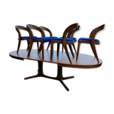 Set oval table Baumann Gondola 6 chairs years 70