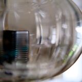 Lustre plafonnier en verre fumé laiton et acier années 50