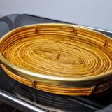 Rattan and brass tray, Italy, 1970