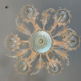 Venetian lustre in colourless Murano glass, 6 light arms, circa 1950.