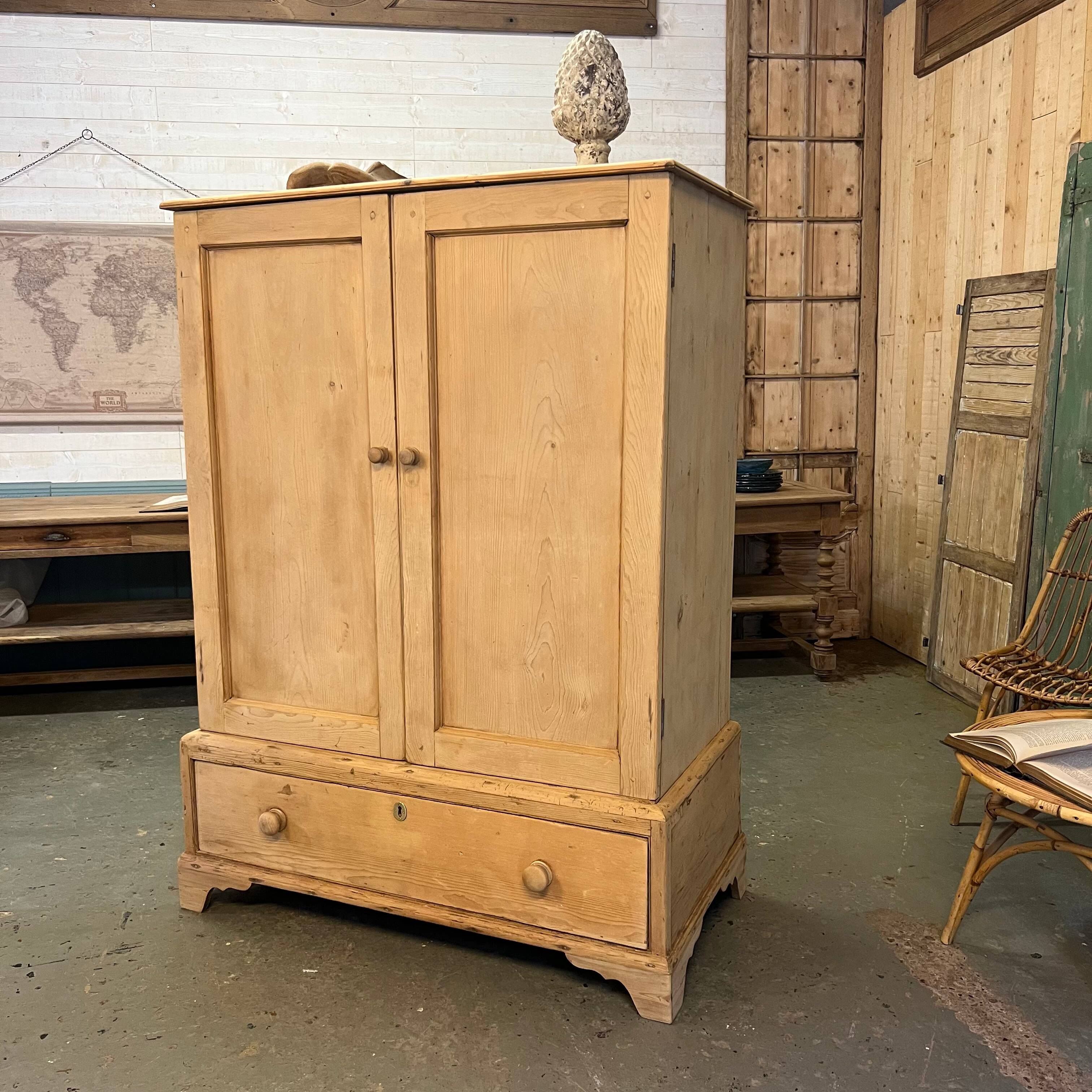 English wardrobe in raw wood