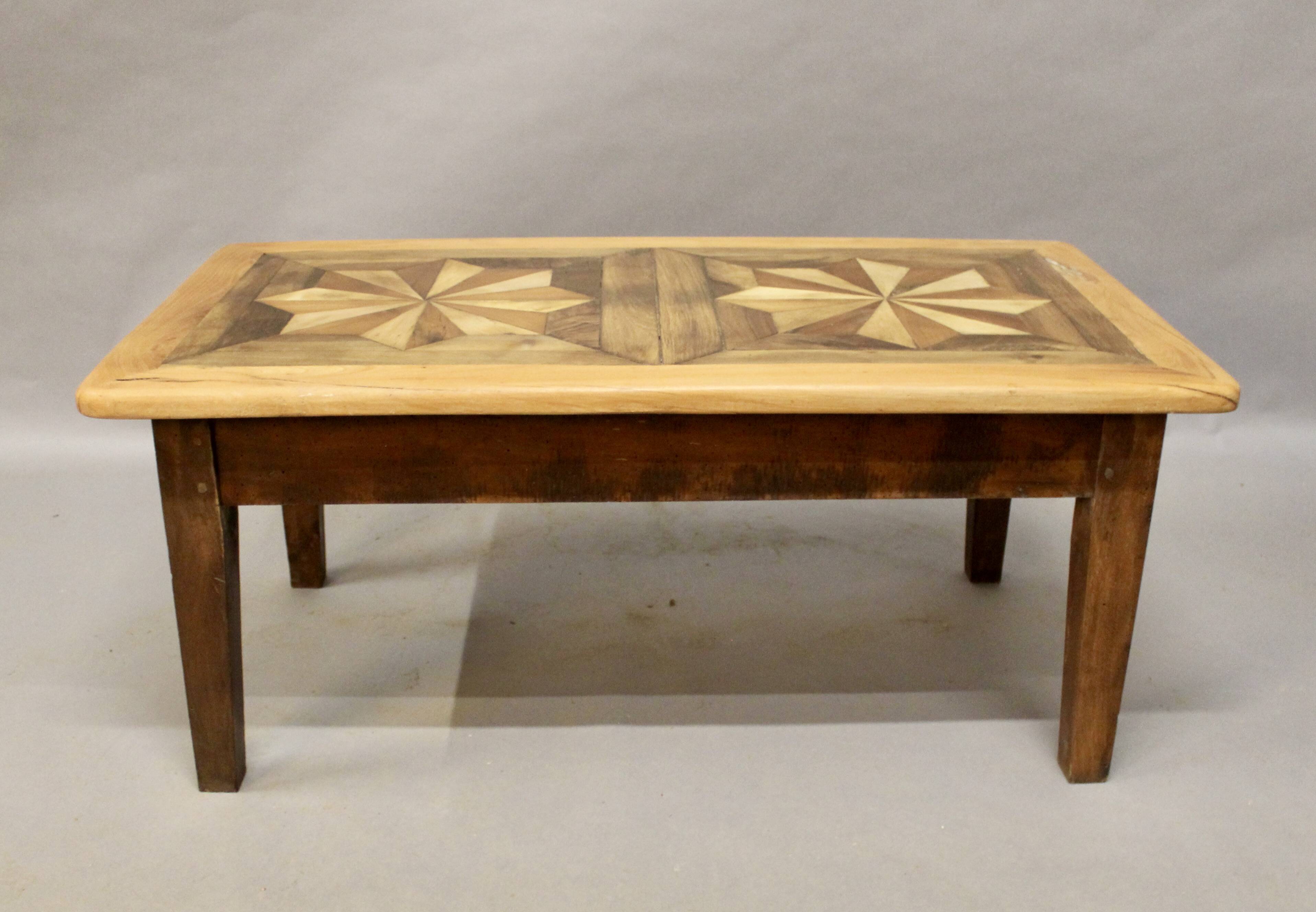 110 cm Coffee Table with Antique Parquet Top