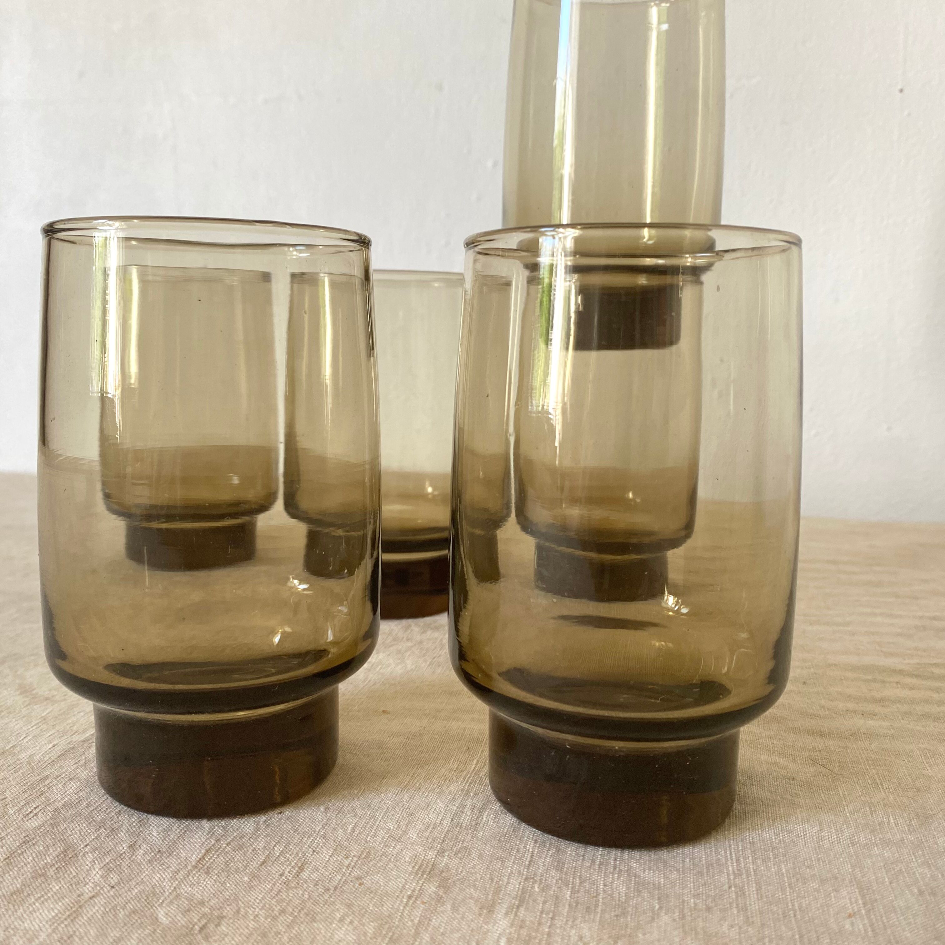 Vintage high glasses in smoked glass