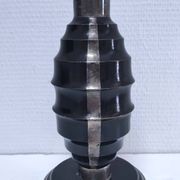 Art Deco metal lamp base with black and silver patina