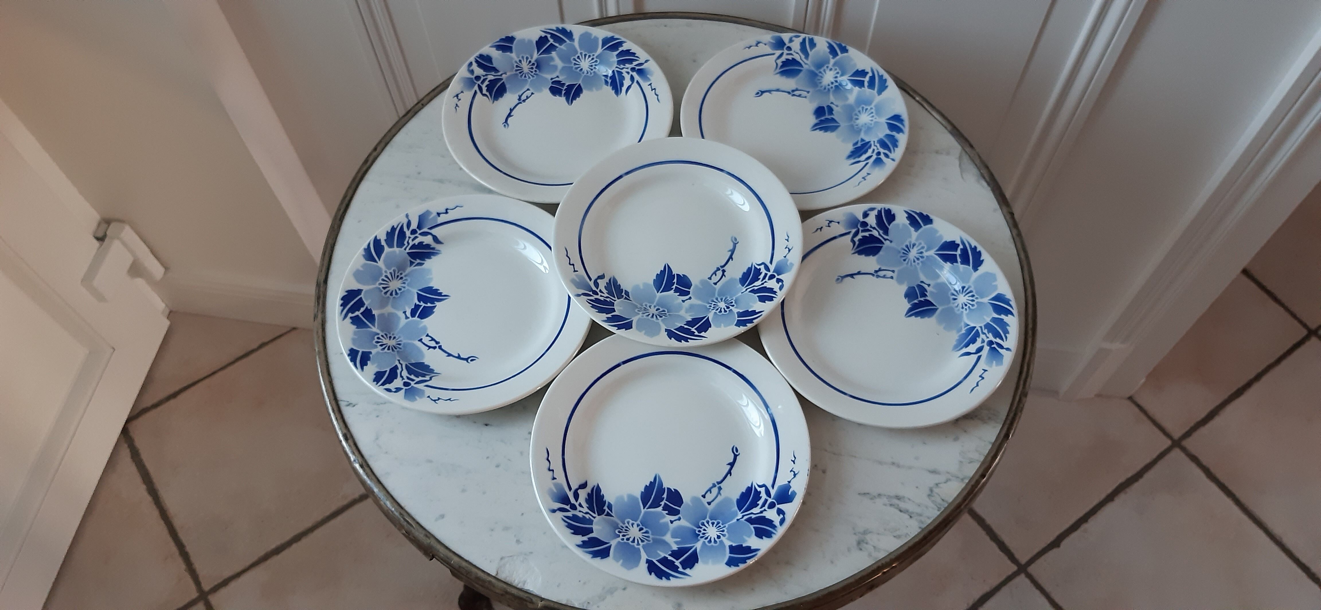 Set of 6 dessert plates Moulin des Loups model Eglantine