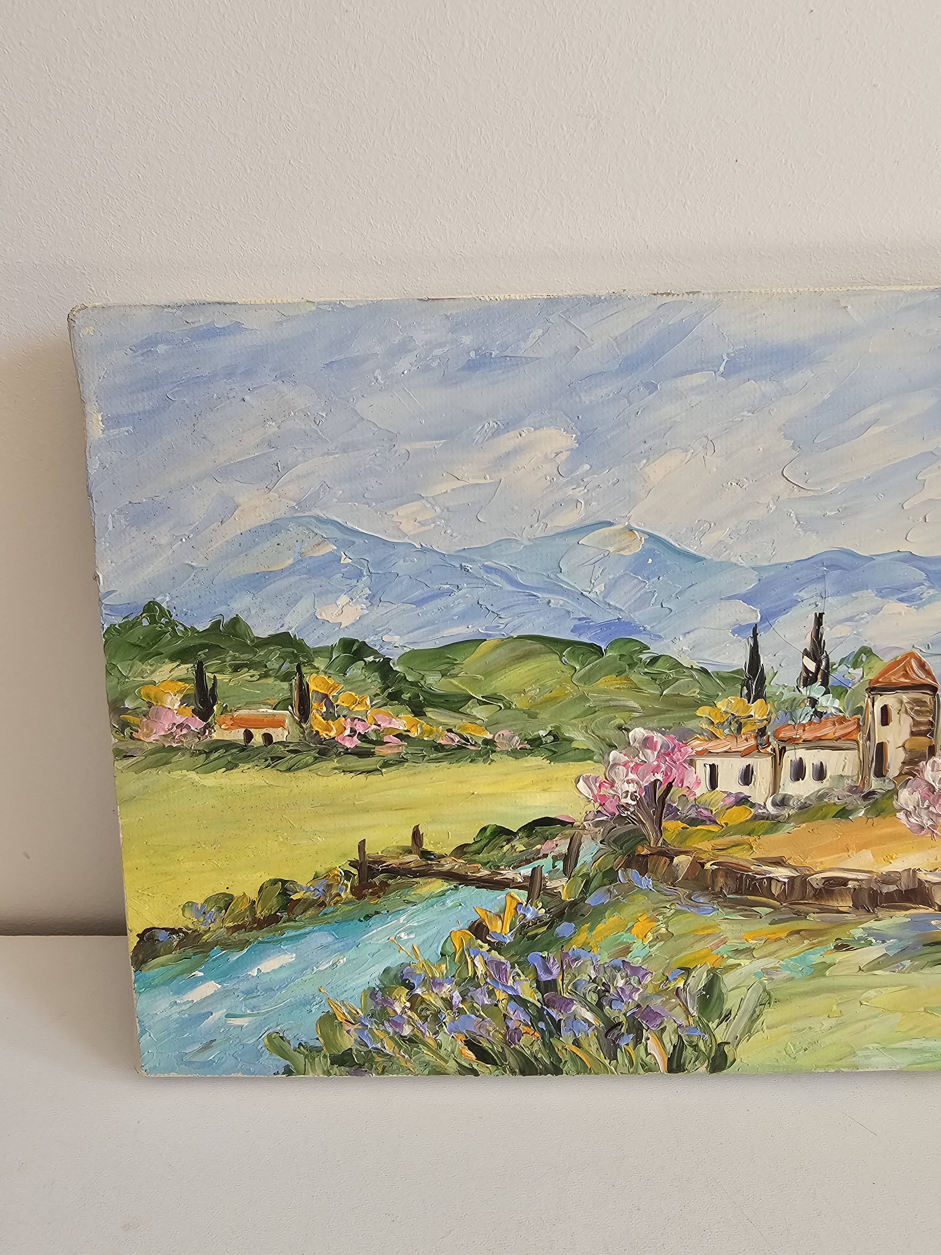 Tableau huile sur toile Paysage d'Oc signé Fernand Brenas