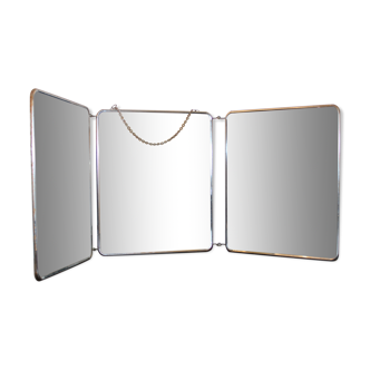 Vintage triptych barber mirror