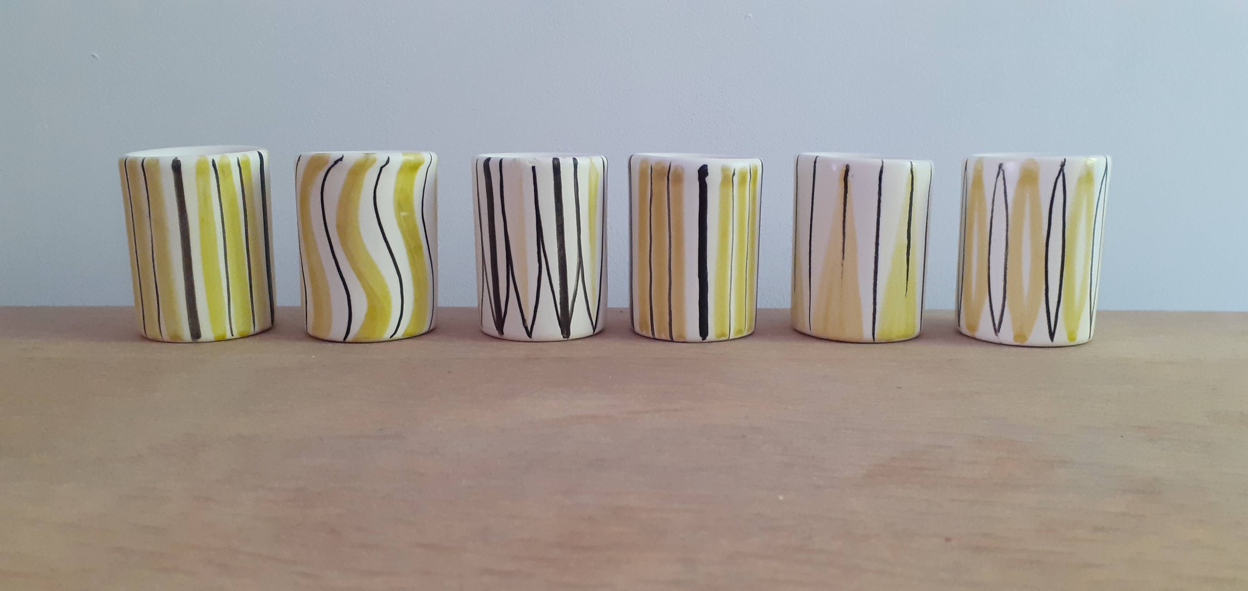 Lots de 6 petits verres en céramique style roger capron