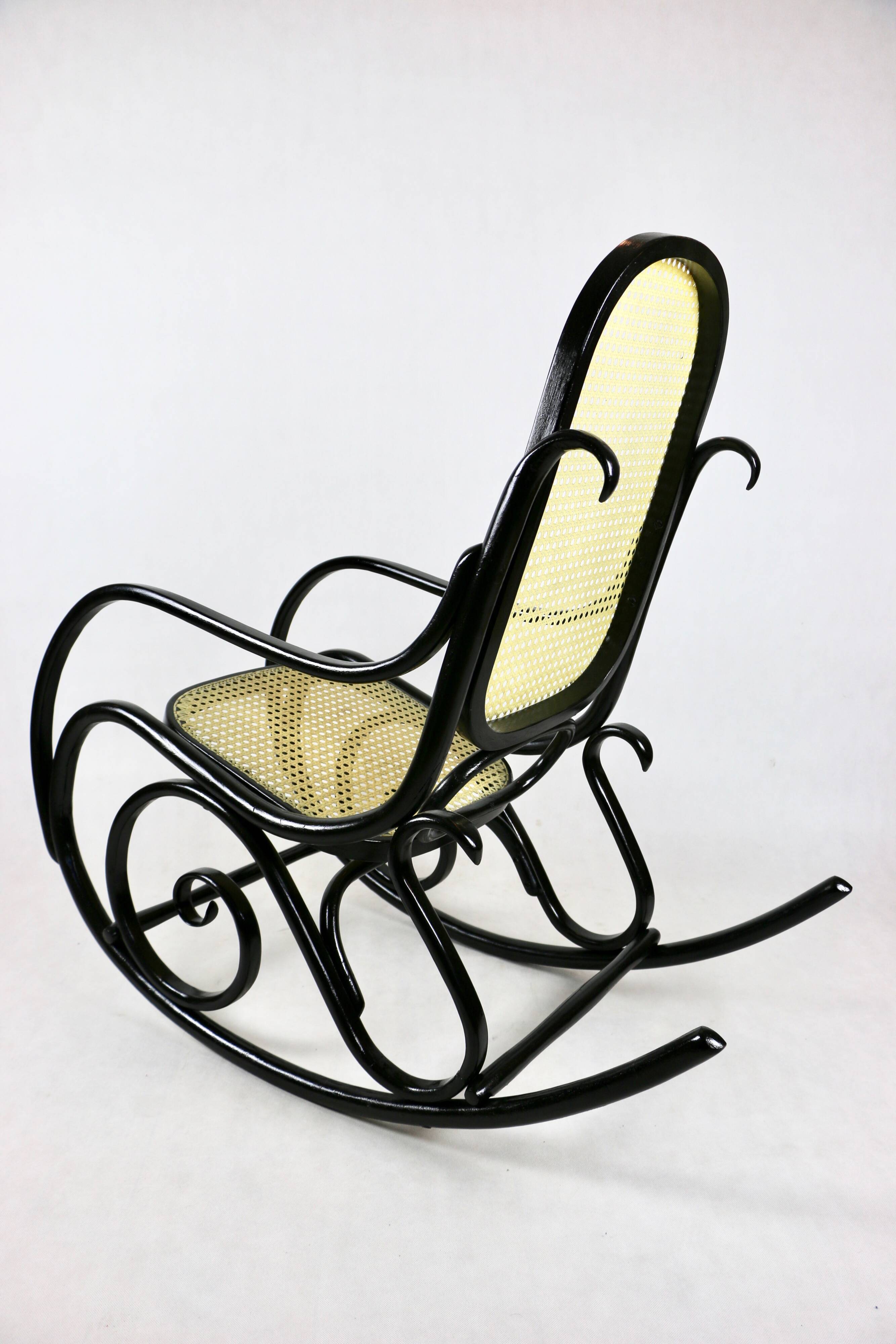 Vintage Black Rocking Chair attributed to Michael Thonet