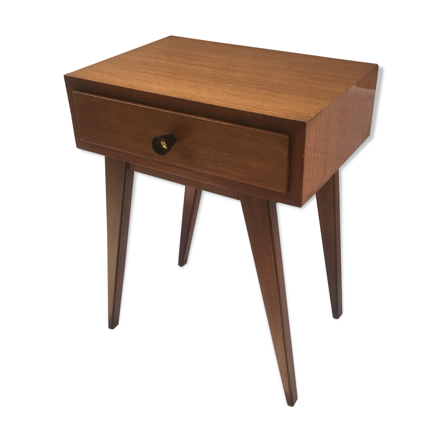 Very nice little bedside 50s, compass feet.