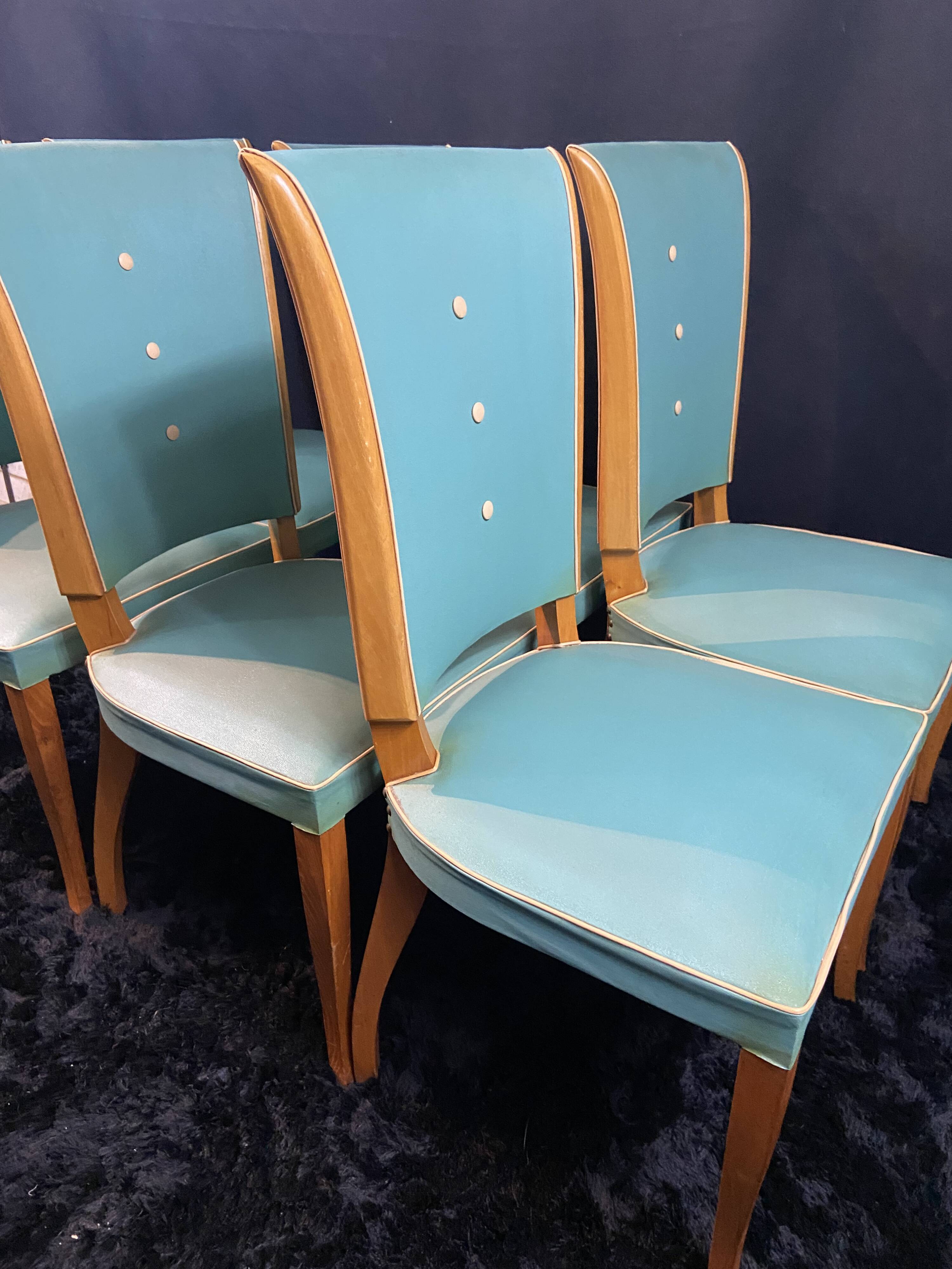 Suite 6 chaises design moderniste 1950