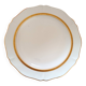 Round plar in Montanbert art porcelain. White rimmed with matte gold.