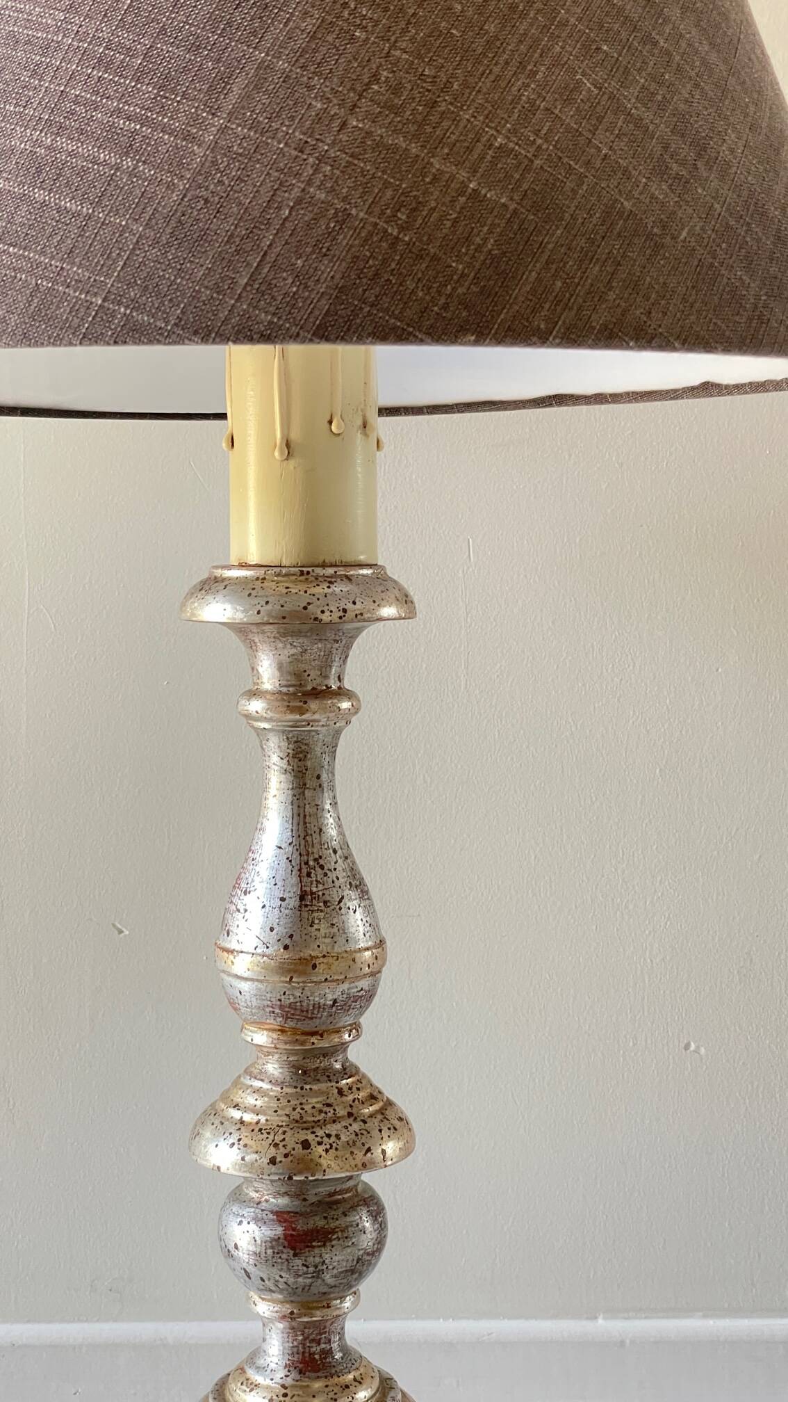 Silver-plated wooden lamp "l'Acropole Paris"