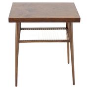 1960s Mid-Century Czech Oak Side Table with Woven Magazine Shelf