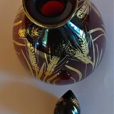 Vintage glass decanter Monaco glassware ruby and gold