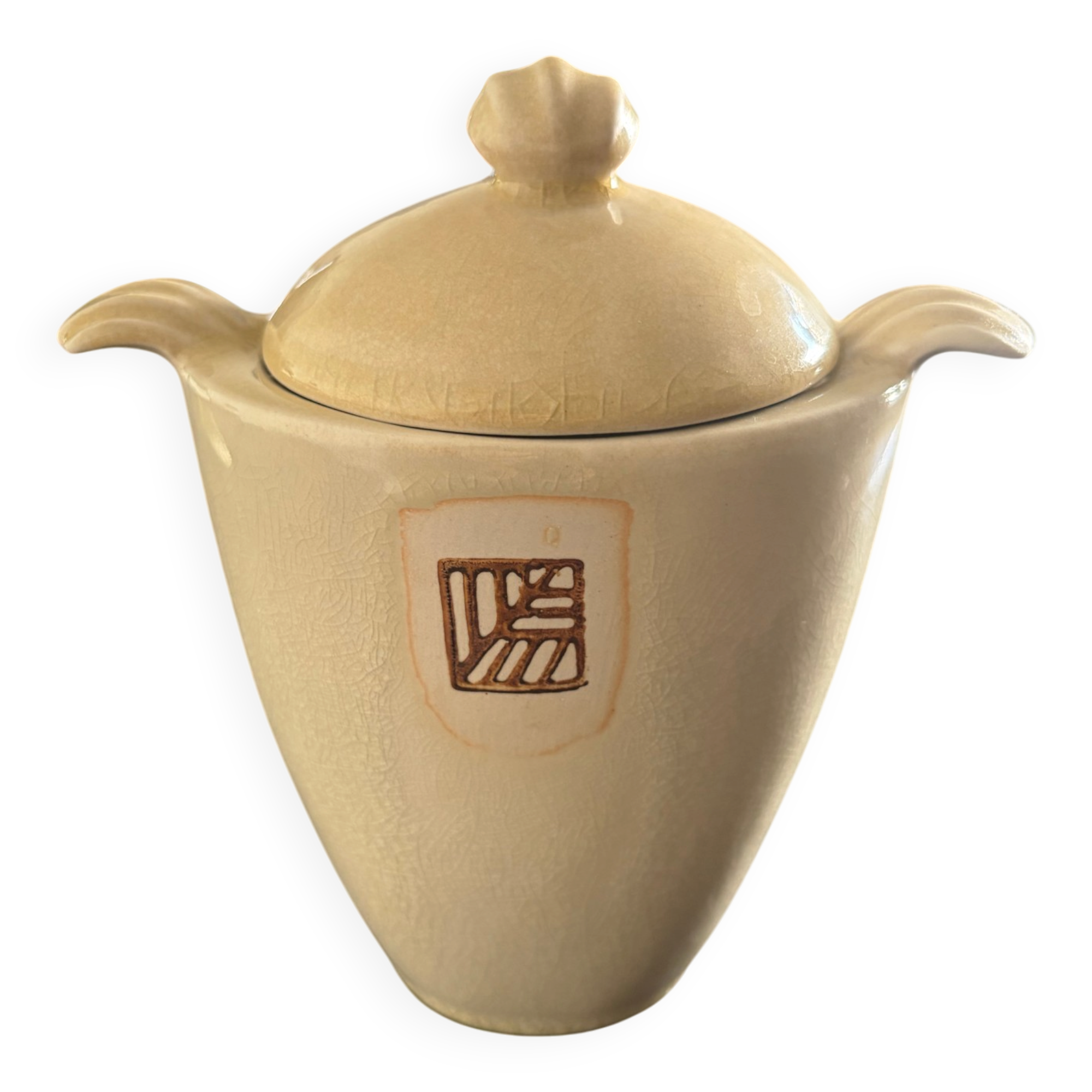 Glazed stoneware sugar bowl jars