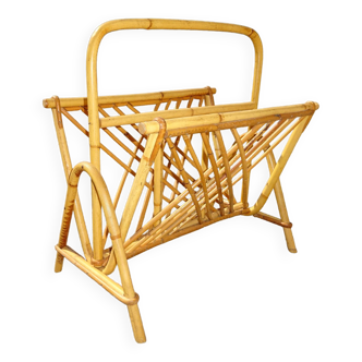 Porte-revue vintage en rotin