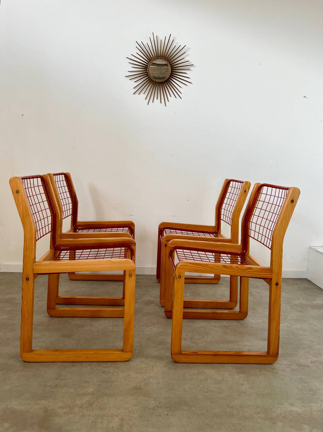 Lot 4 chaises  design Knut et Marianne Hagberg pour Ikea 1982 vintage métal et bois