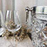 Champagne bucket in cut glass and stainless steel
