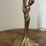 Art Deco desk lamp in bronze and brass.