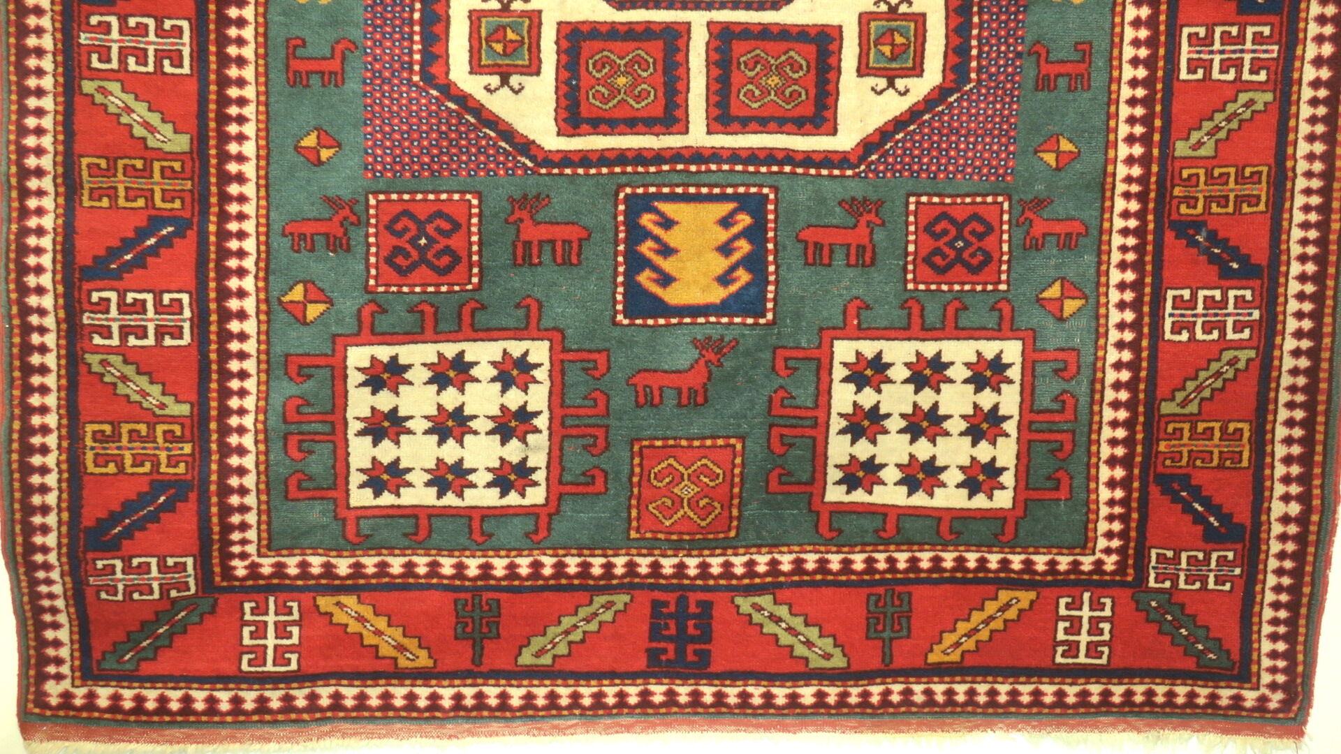 Antique Kazak Karachopf rug with geometrical design, 1920-1930