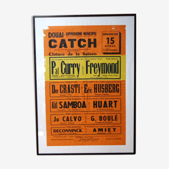 Affiche de Catch 'Pat Curry vs. Freymond' des années 50