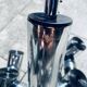 Lustre Targetti vintage chrome noir, style Space Age années 70