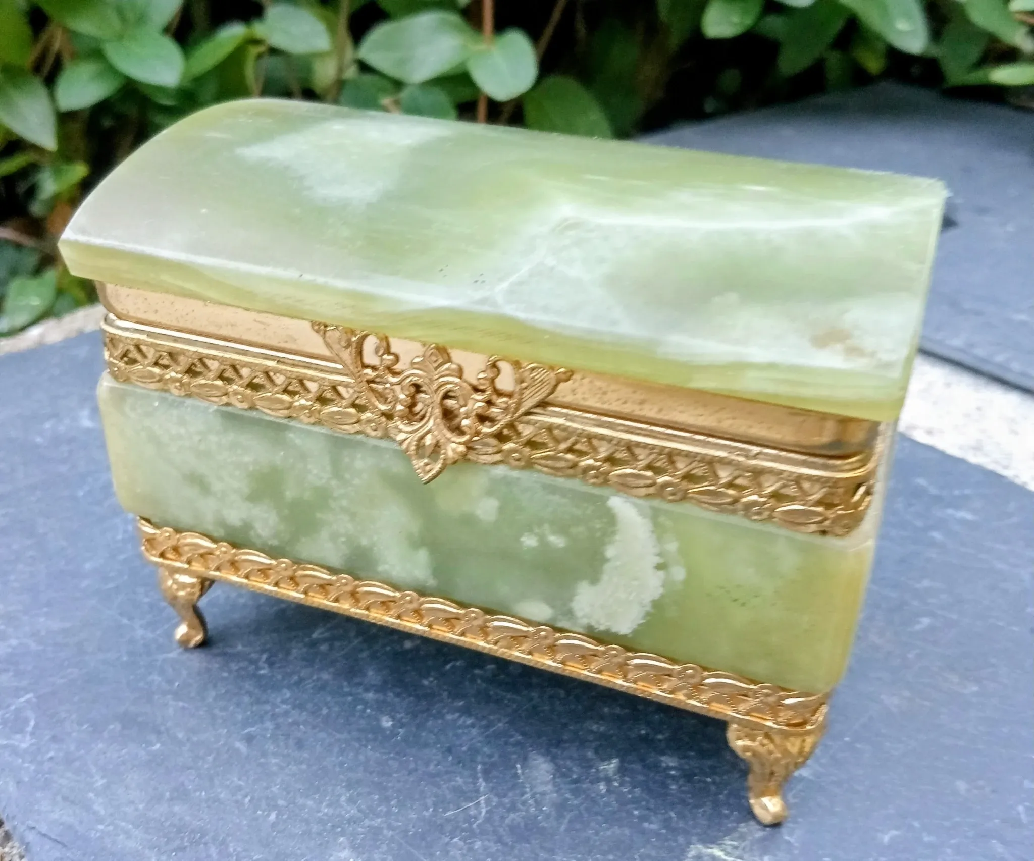 Ashtray, onyx jewellery box from the 1960s, vintage Italy.