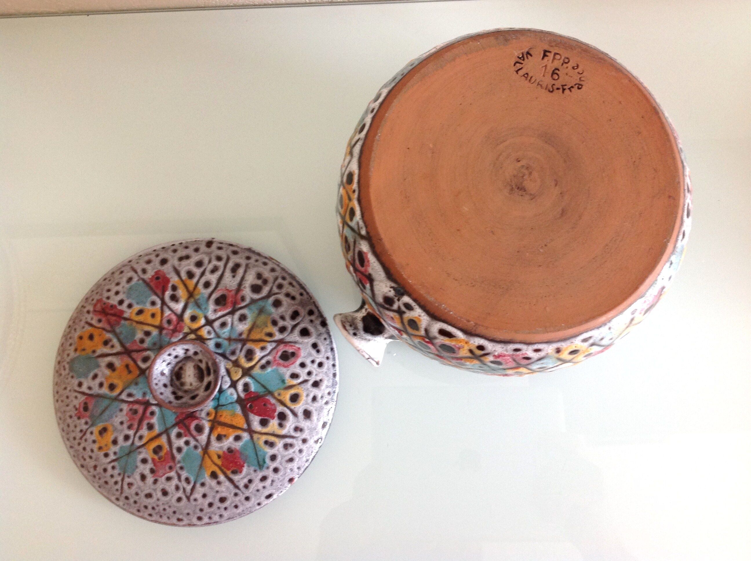 Polychrome cermal pot by FPP Vallauris / vintage 60s