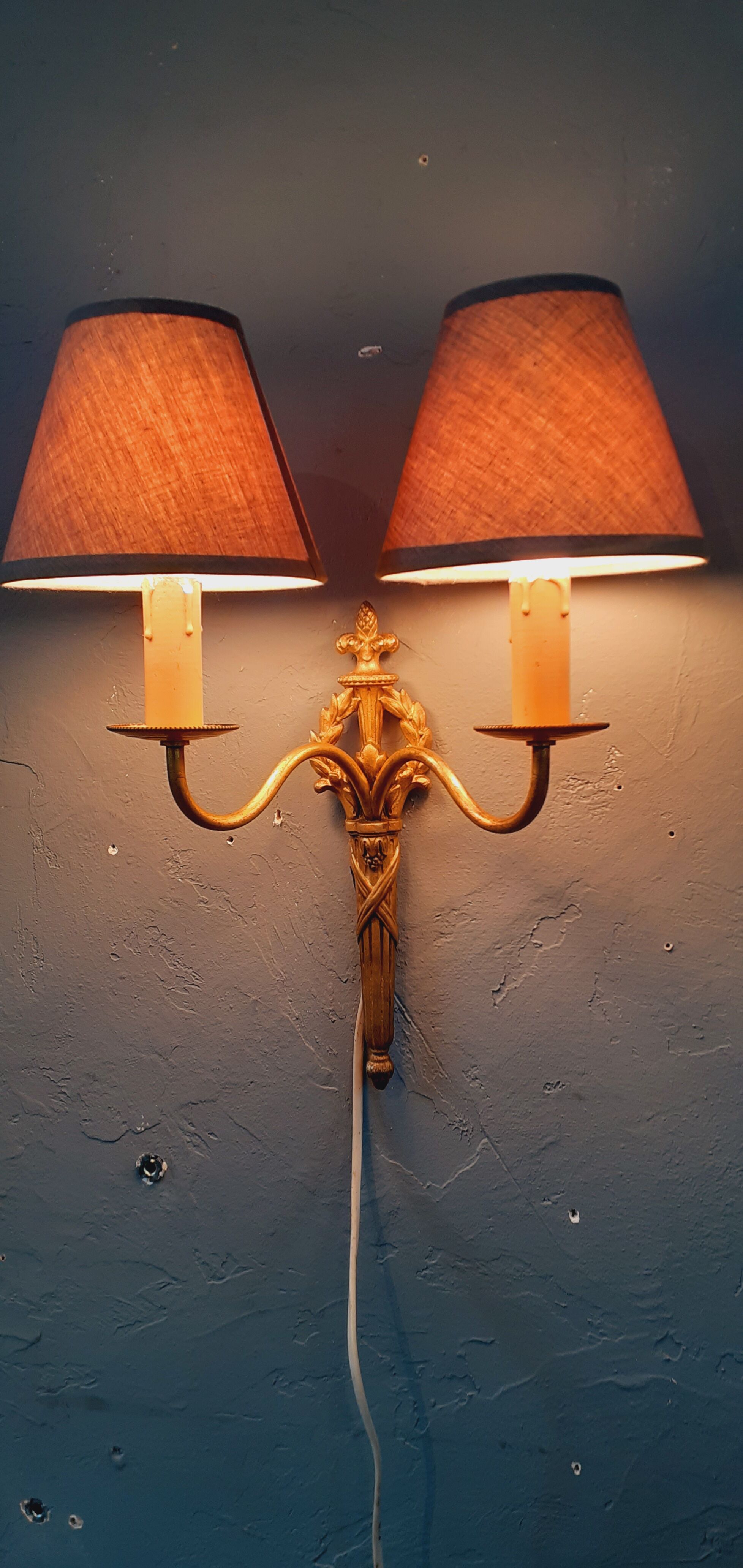 Applique double en bronze doré style Louis XVI année 50