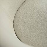 Low Mid-Century Scandinavian Modern Oak & Fabric Armchair with Rounded Backrest, 1960s