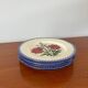 set of 4 floral dinner plates, pink and blue, made in France, 1950