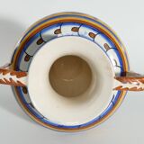 Large Hand-Painted Ceramic Double Handled Vases,  France, Set of 2