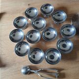 13 stainless steel ice cream cups + serving trolley