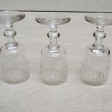 3 ancient glasses with drop
