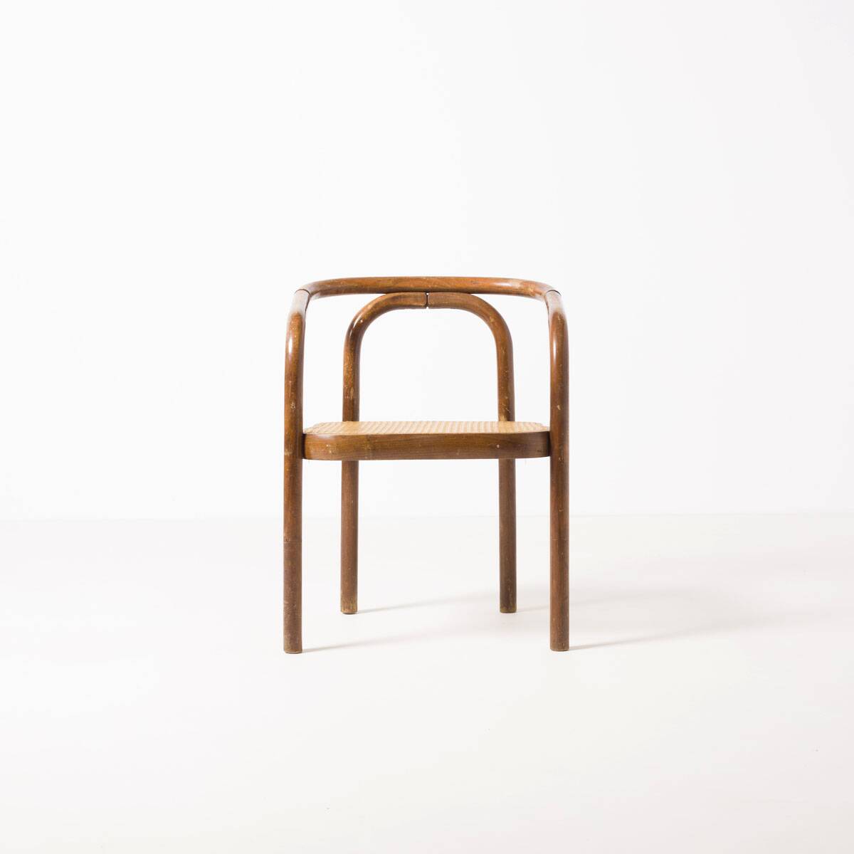 Ensemble de 6 chaises de salle à manger en bois et en rotin synthétique par Antonin Sumen pour Ton.