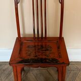 Pair of Chinese chairs, lacquered red, twentieth century