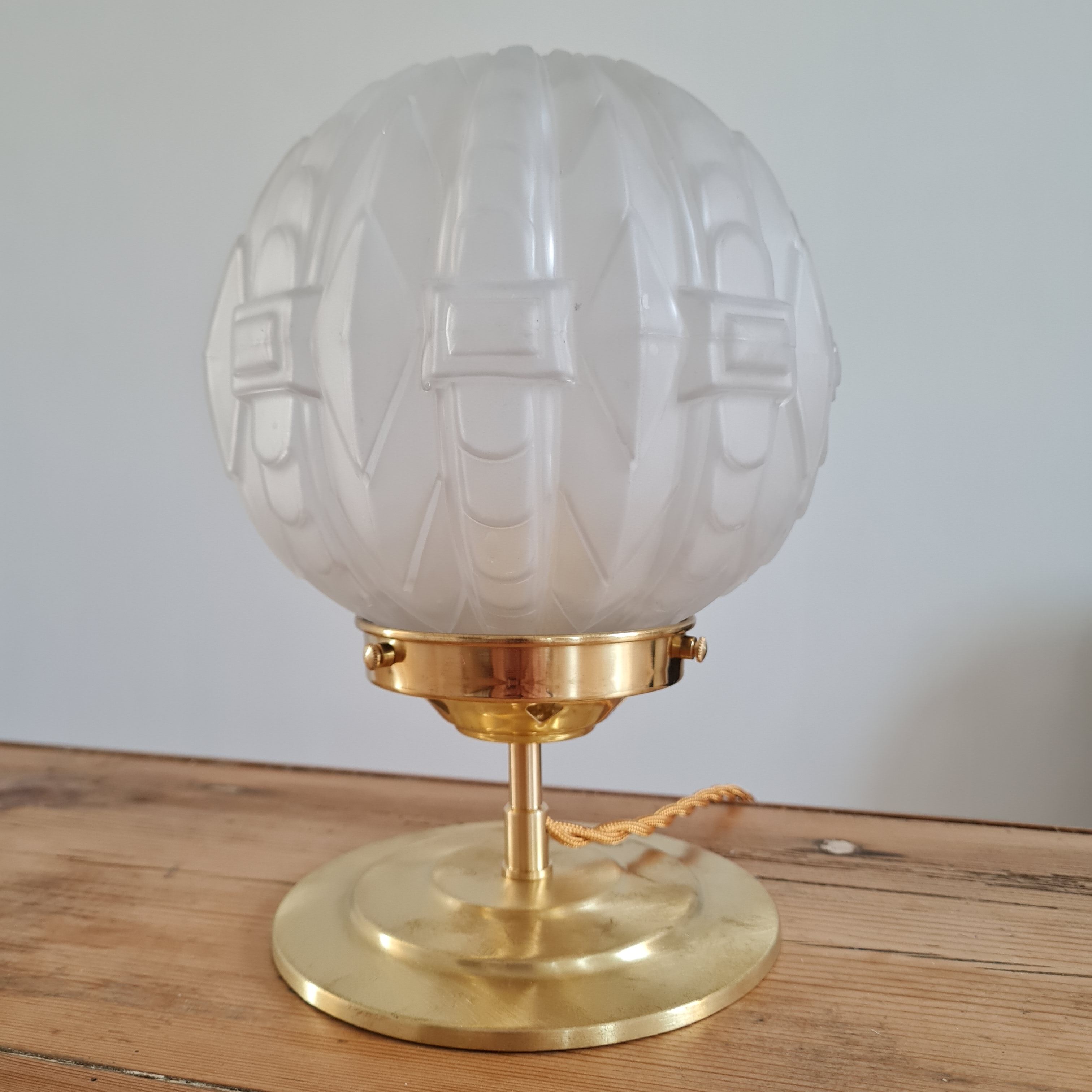 Art Deco globe table lamp in frosted glass