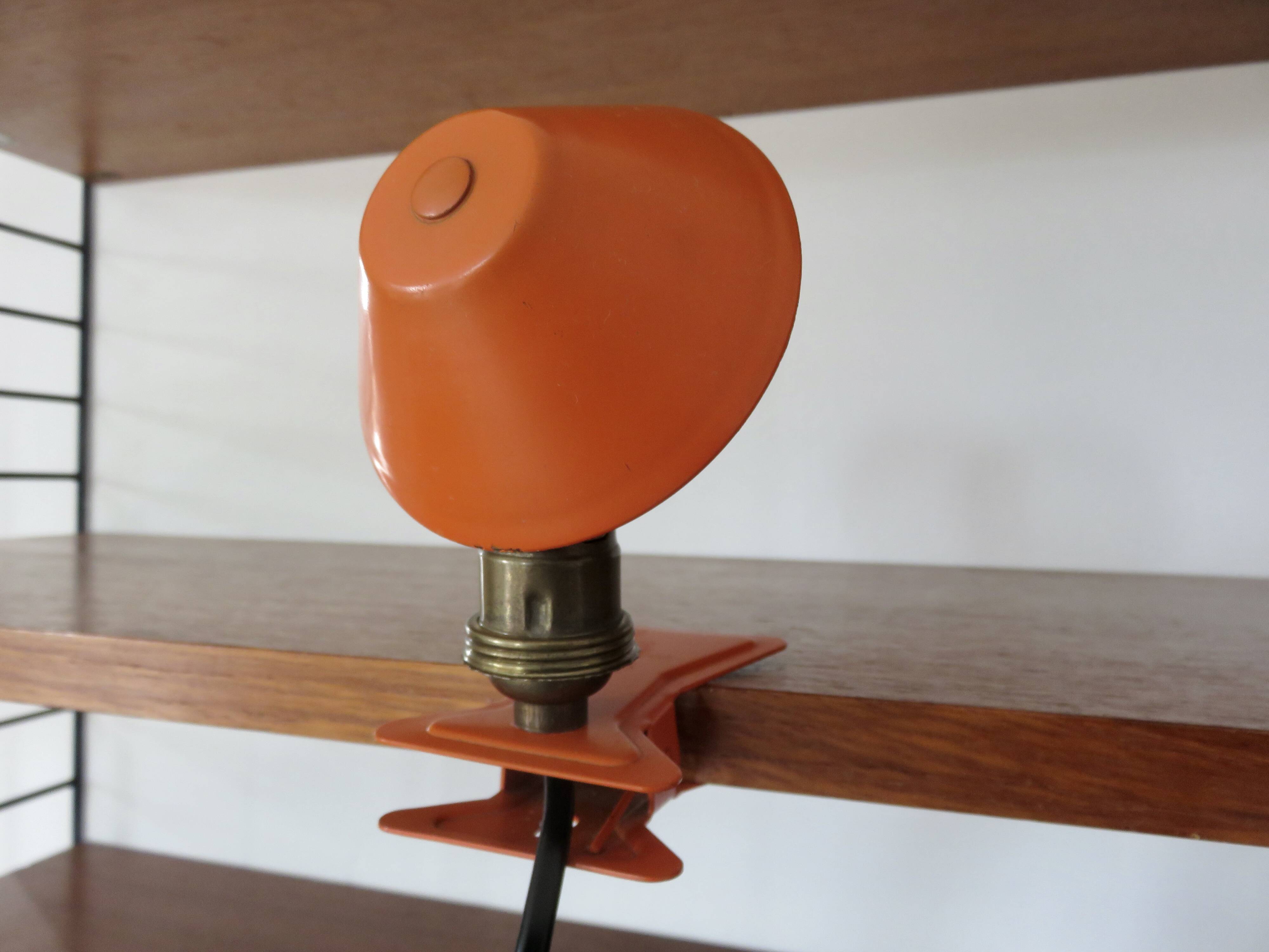 Lampe pince " champignon " orange années 60 70