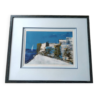 Oil painting . mediterranean landscape. sign .