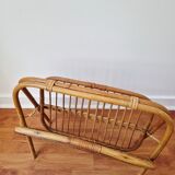 Foldable rattan magazine rack - Vintage