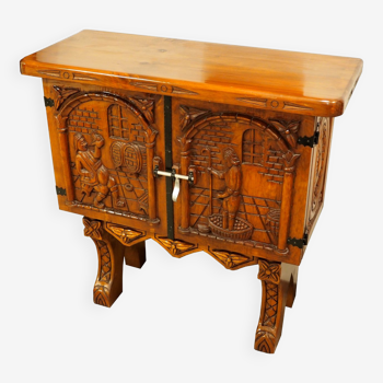 Chest of drawers, bar cabinet with wine carving