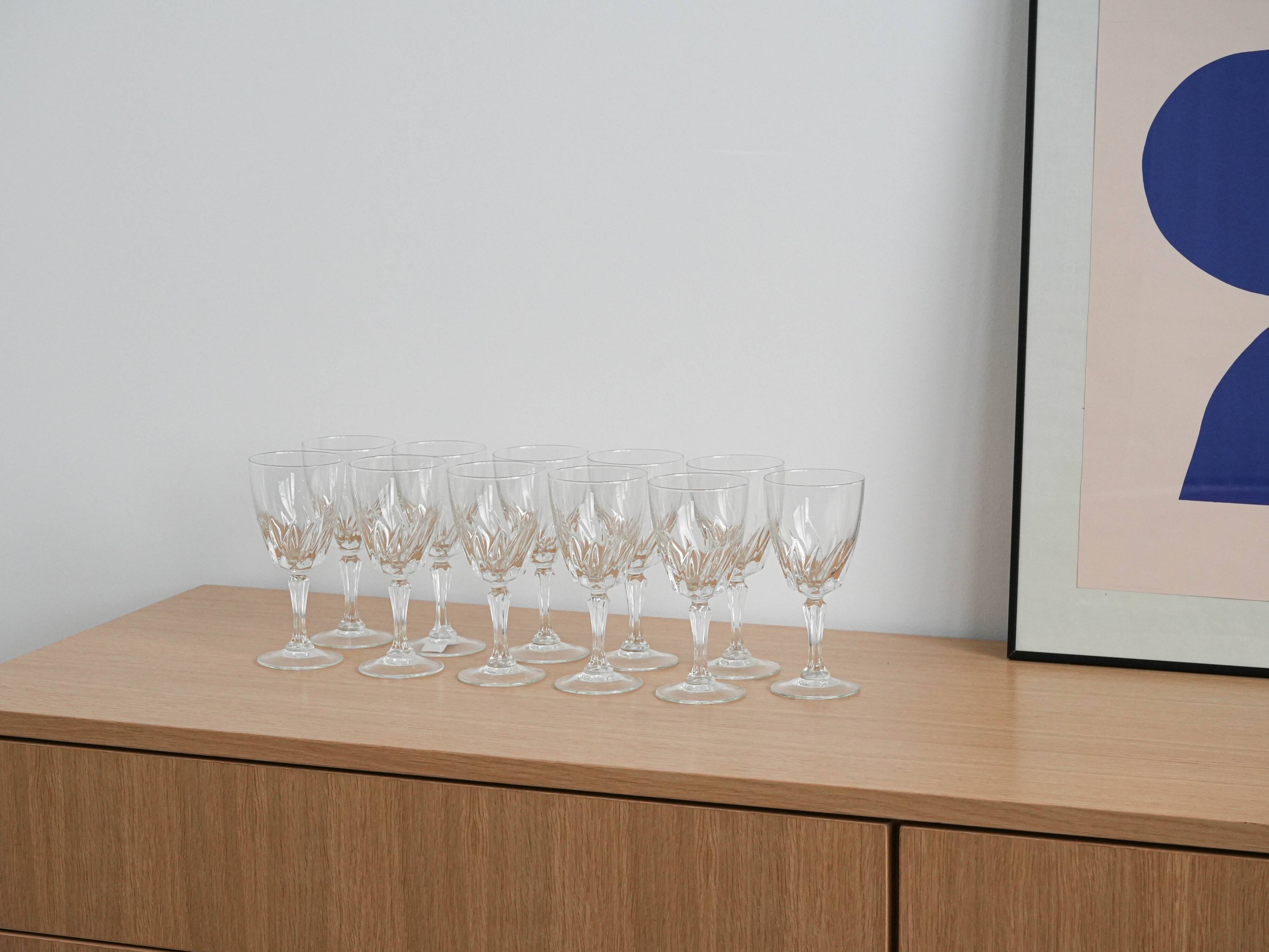 Set of crystal glasses, Danish design, 1970s, manufactured in Denmark