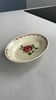 Oval Ravier Badonviller in vintage earthenware, vintage pink red dish.