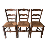 Wooden and straw chairs