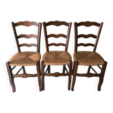 Wooden and straw chairs