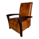Fauteuil cuir et bois années 30 - art déco - marron