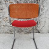 Red chair cantilever chrome tubes