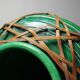 Antique Japanese green ceramic vase with Awaji Yaki bamboo lacing, 1900-1930